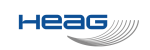 Das Bild zeigt das HEAG-Logo. Das Wort HEAG ist in blauer Schrift. Unter dem Schriftzug HEAG ist eine Reihe von geschwungenen grauen Linien.